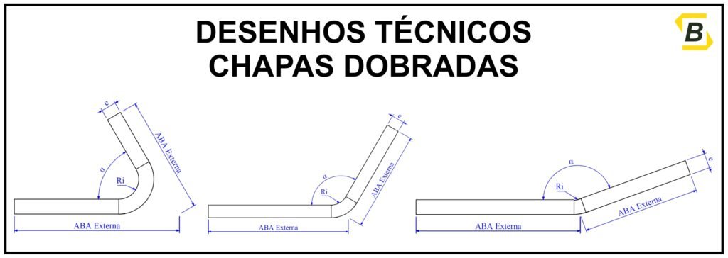 Tabela de Fator K para chapas Dobradas! 4 Desenho técnico das cotas